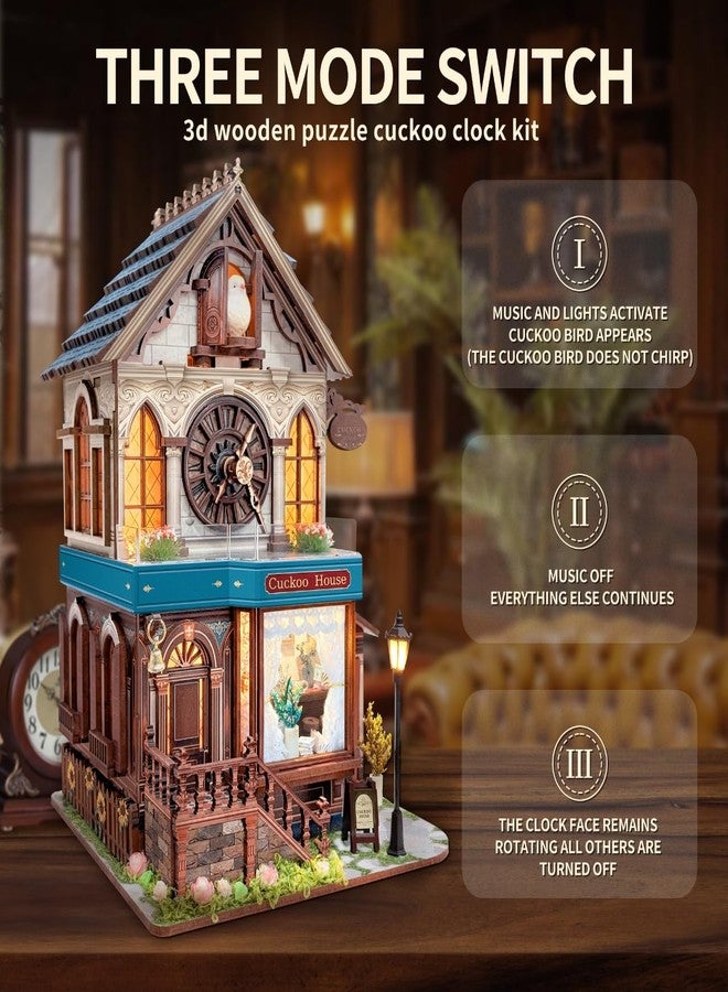 STRUCWOOD 3D Wooden Puzzles - Miniature Cuckoo Clock House Kit, DIY Wooden Building Set for Adults and Teens, Mini Model Kit with 3-Mode Touch Switch - Cuckoo House (SQ-61) - Image 2